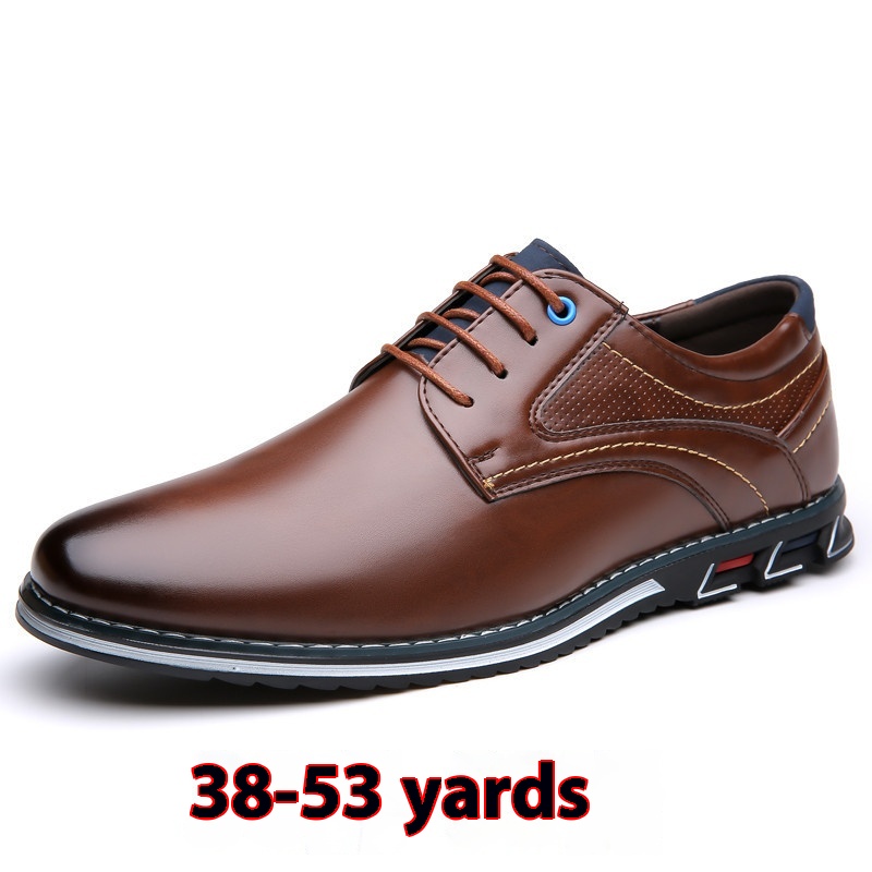 Versatile Men's Oversized Lace Up Leather Shoes foto 4