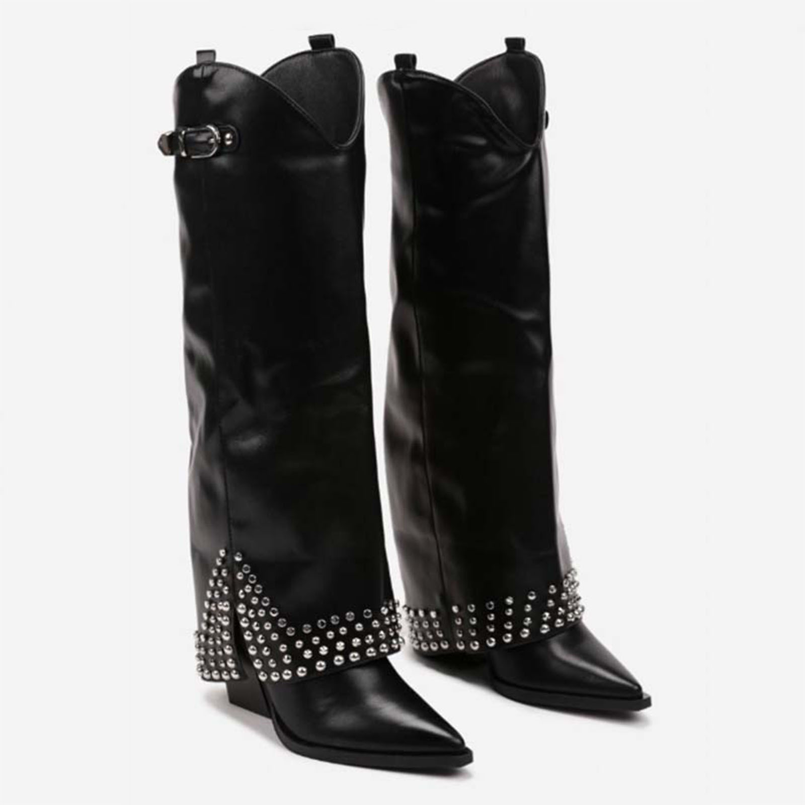 Women's Frosted Rivet Pantyhose Boots foto 2