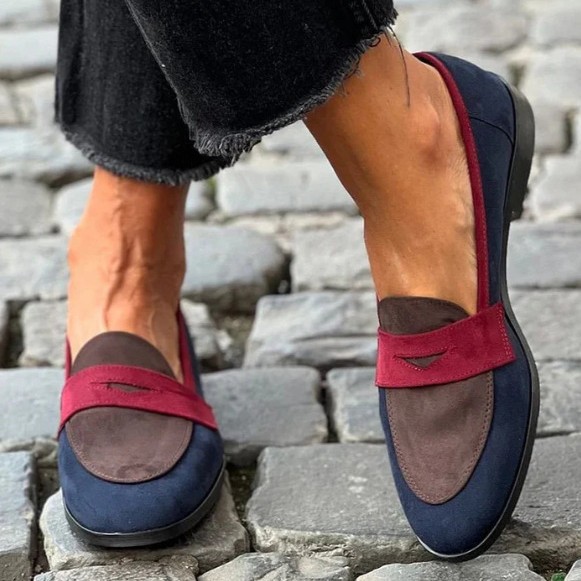 Round Toe Loafers Suede Color Matching foto 4
