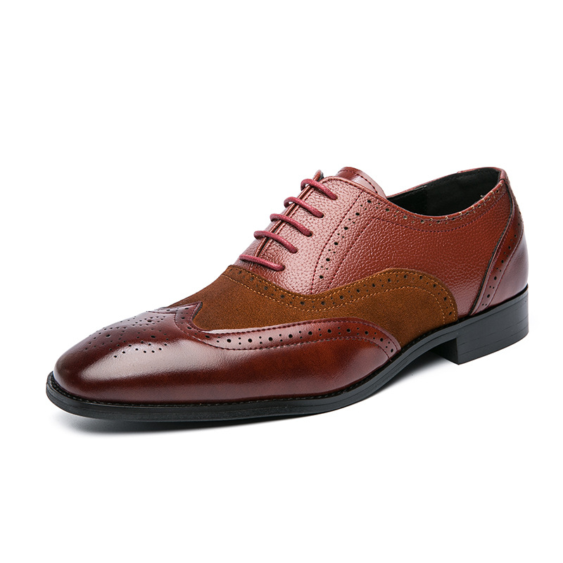 British Men's Low-top Lace-up Pointed Leather Shoes foto 4