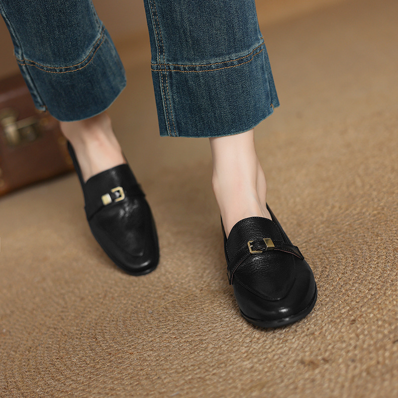 Casual 3cm Low Heel Spring New British Leather Shoes Women foto 2