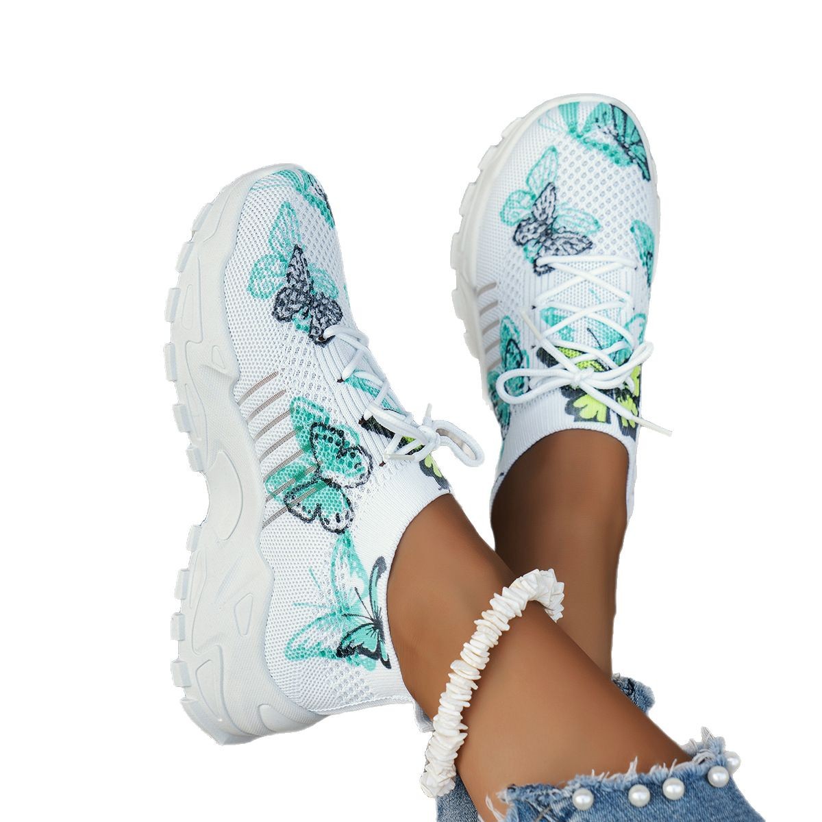 Butterfly Print Mesh Sneakers Women's Flat Heel Casual Shoes Fashion Running Jogging Walking Sports Shoes foto 5