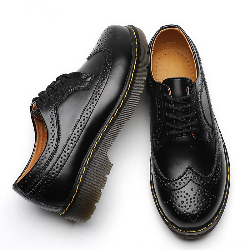 Martin Shoes Women's Low-cut Genuine Leather 5-hole Brogue Men's And Women's Round Head Couple's Lace-up Shoes foto 5
