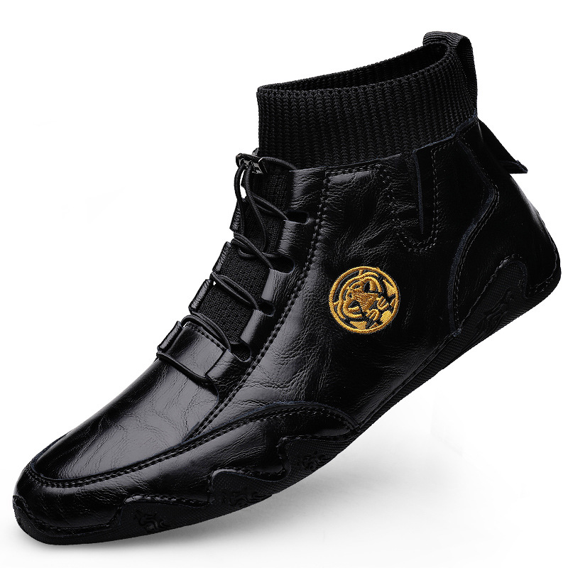 Real Leather With Fleece Lining Mid-top Wool Socks Mouth Octopus Leather Boots foto 3