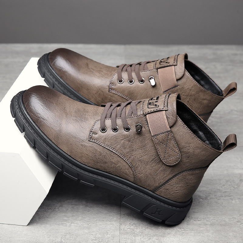 Mens Fleece-lined Insulated Non-slip High-top Cotton Shoes foto 2