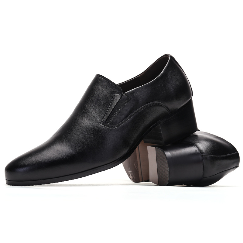 High Heel Pointed Leather Shoes Genuine Leather Men's Elevator Shoes foto 5