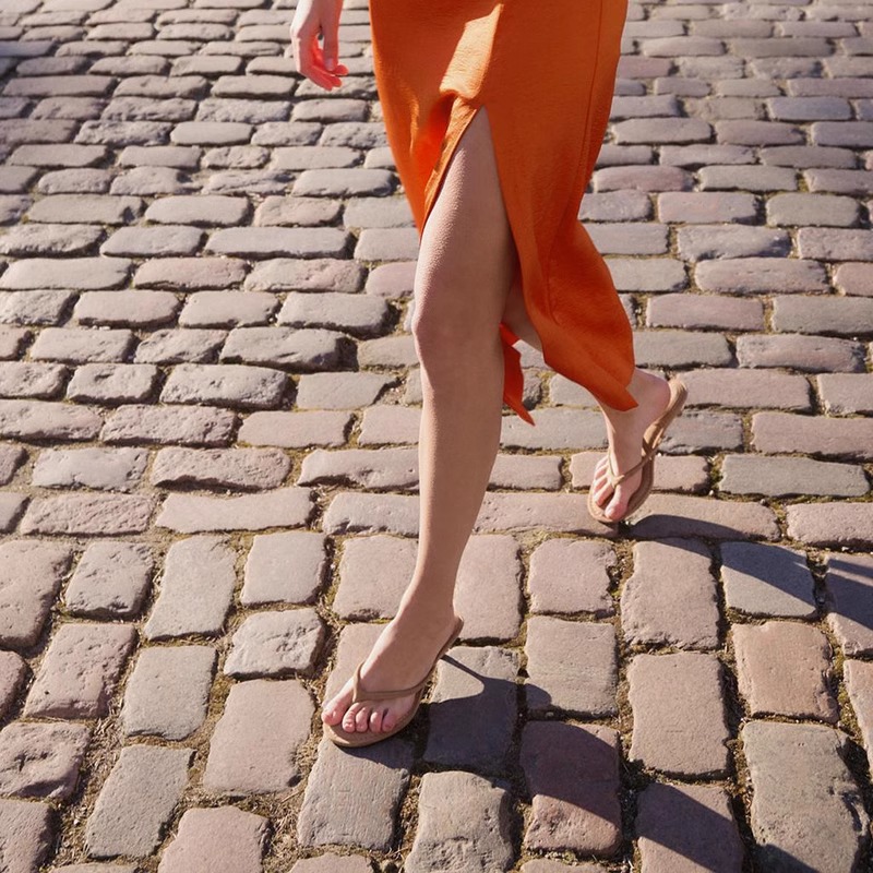 Summer Round Toe High Heel Flip-flops Flip-toe Mid Heel Sandals foto 2
