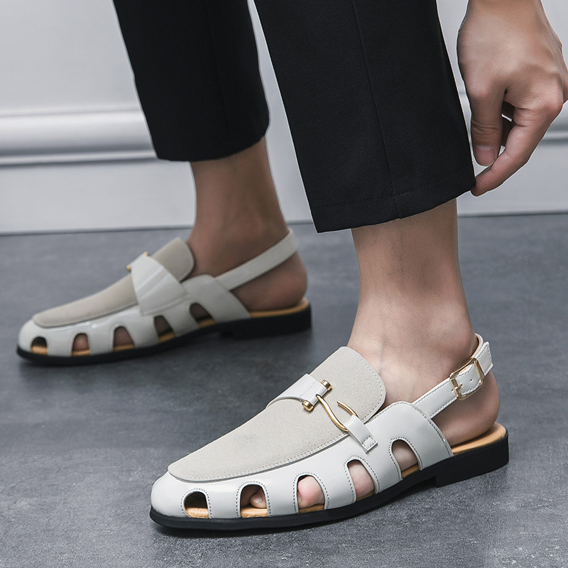 Breathable Men's Retro Low Heel Sandals foto 3