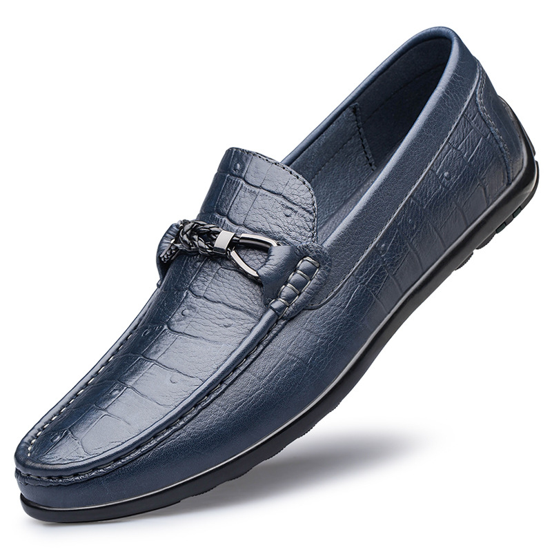 Round Toe Embossed Casual Leather Shoes Flat Heel foto 4