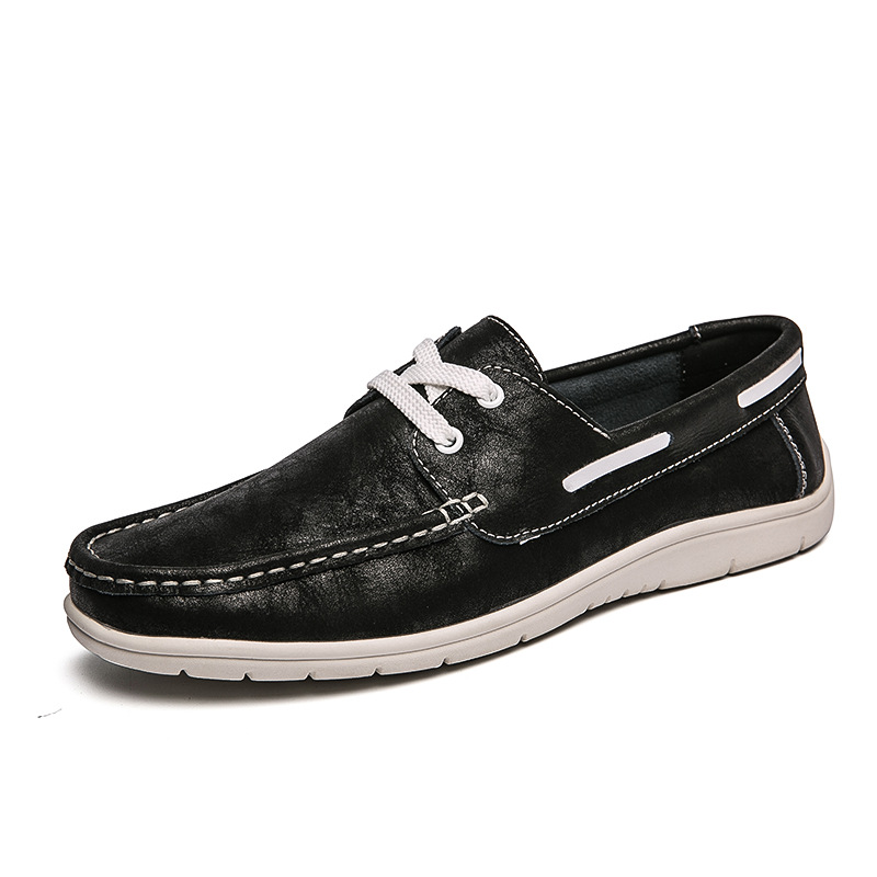 Men's Versatile Low Cut Frosted Cowhide Single Shoes foto 2