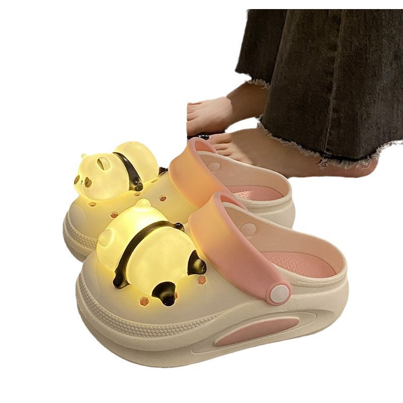 New Spring And Summer Anti-slip Platform Panda Light Hole Shoes For Women foto 5