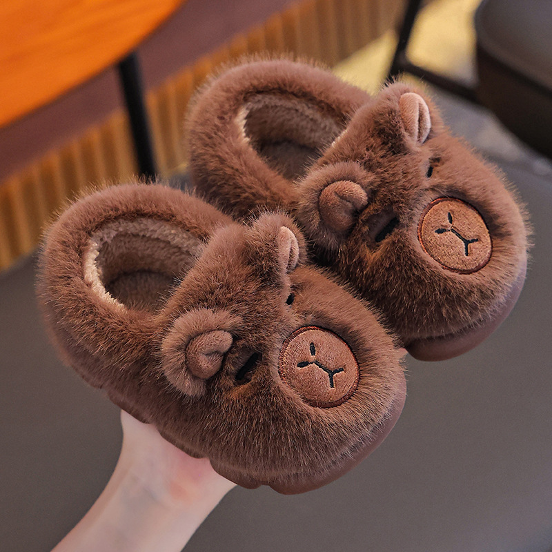 Cartoon Warm Capybara Winter Cotton Slippers For Kids foto 2