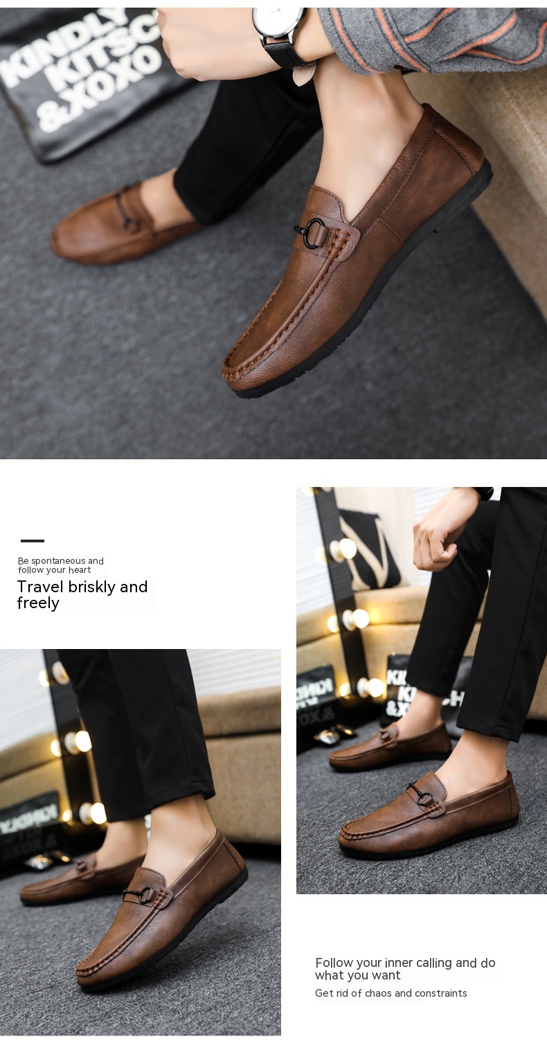 Casual Men's Solid Color Synthetic Leather Shoes foto 5