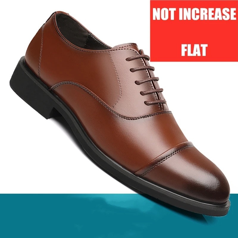 Leather Shoes Men's Height Increasing Insole Pointed Toe Wedding Shoes foto 4