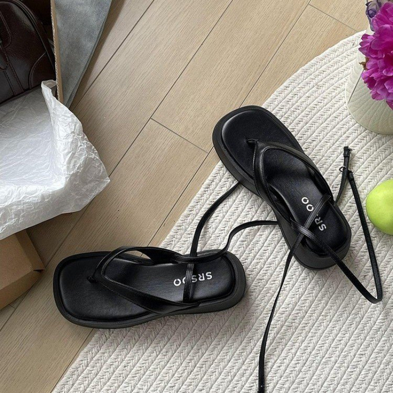 Extra Height, Black Flip-flops Female Summer Outdoor Sandals foto 3