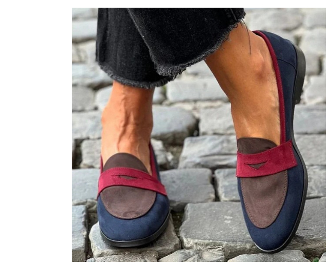 Round Toe Loafers Suede Color Matching foto 3