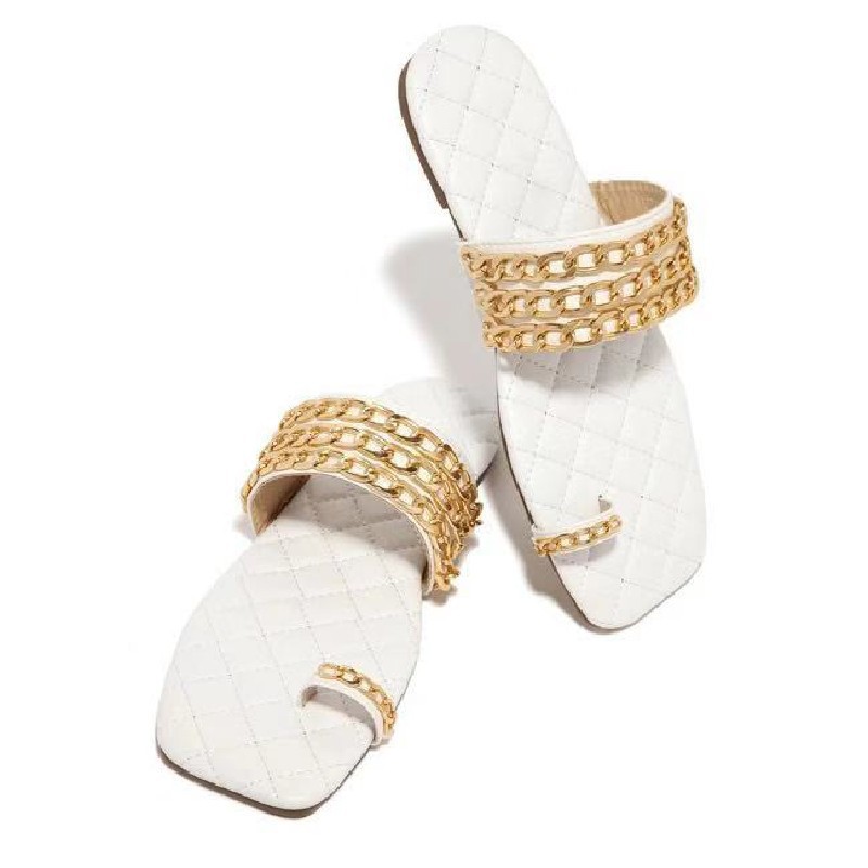 Summer New Vintage Square-Toe Pearl Flat Slippers foto 5