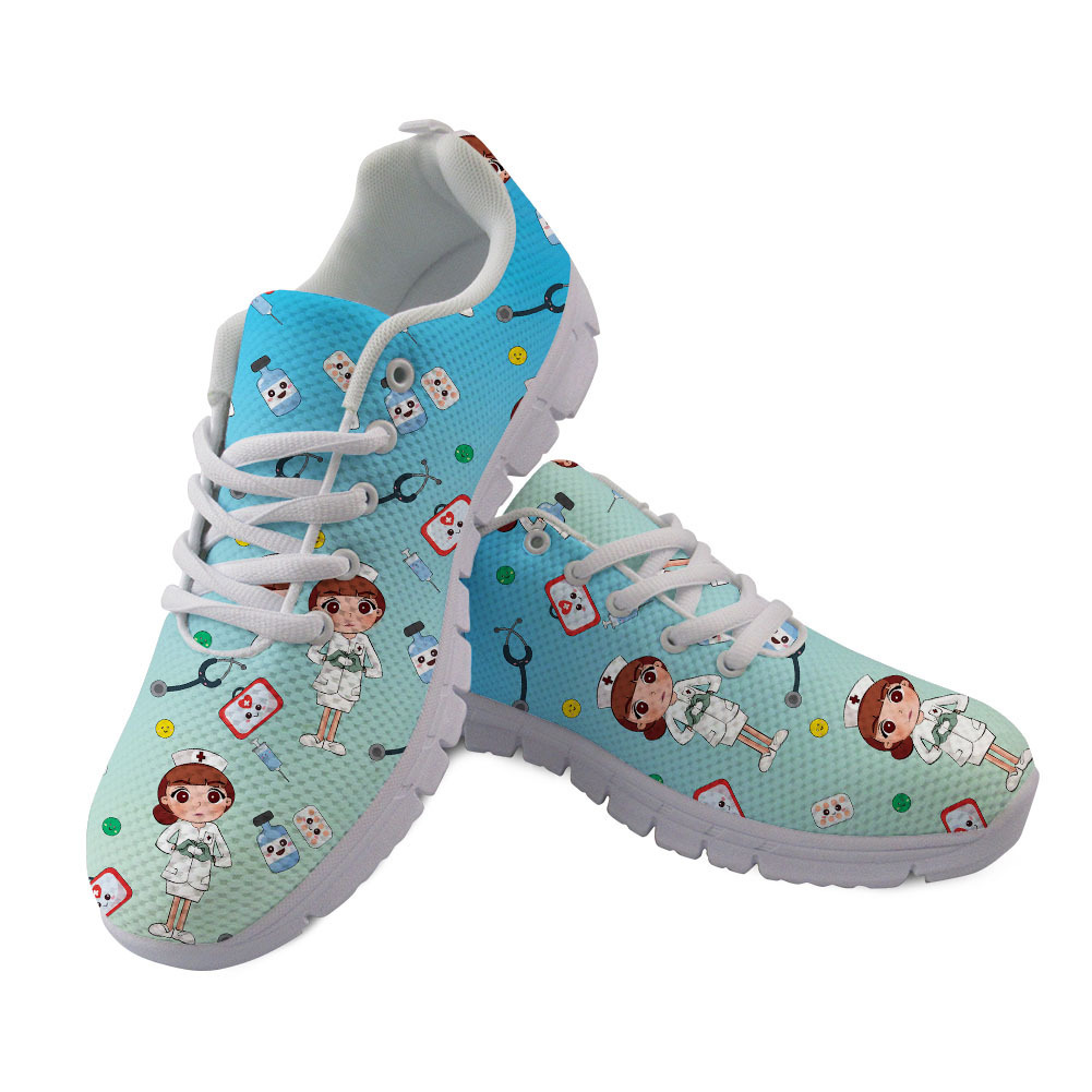 Cute Colorful Nurse Nurse Print Sports Casual Lightweight Lace-up Shoes foto 4