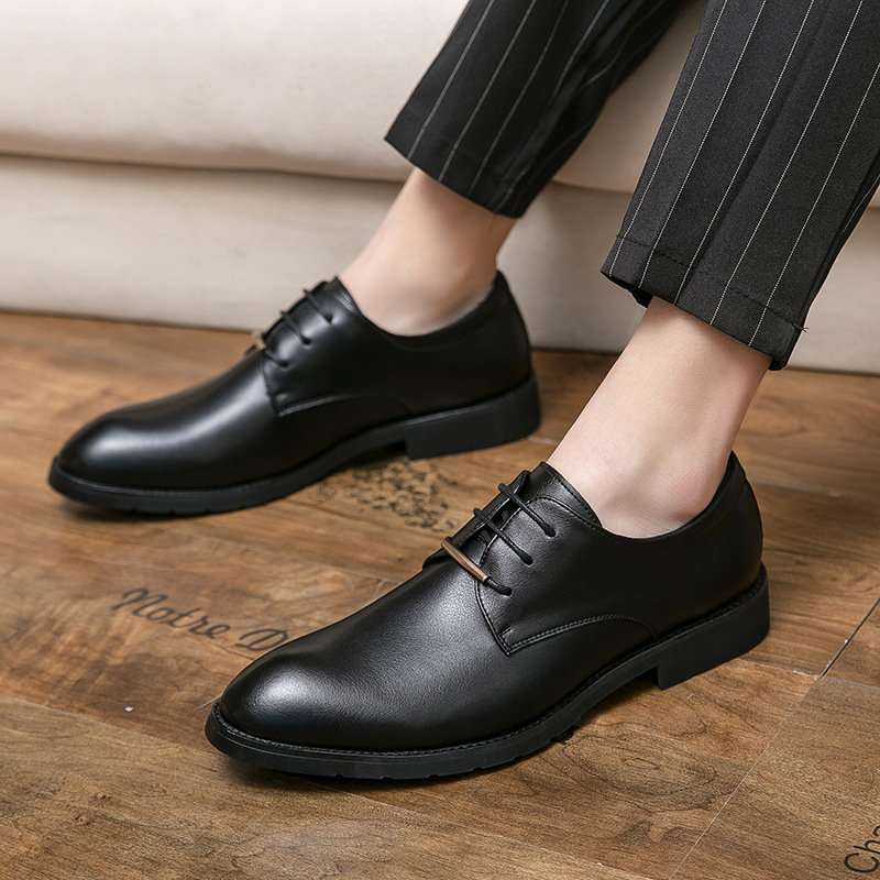 Leather Shoes Men's Business Formal Classic Round Head Leisure foto 3