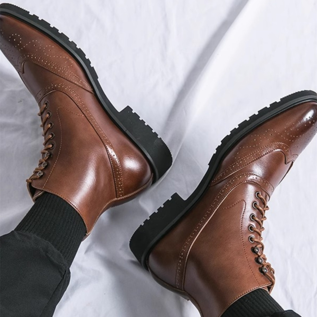 Mens Fashion Thick Sole Mid Top Work Shoes foto 4