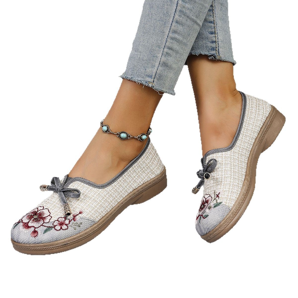 Flying Woven Ethnic Style Cloth Shoes Linen Flat foto 2