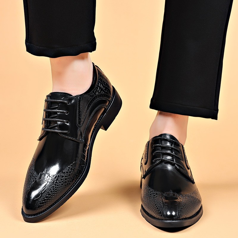 Mens Casual British-style Pointed-toe Leather Shoes Plus Size foto 5