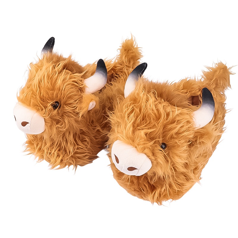 Simulated Scottish Yak Plush Slippers Cartoon Animal foto 2
