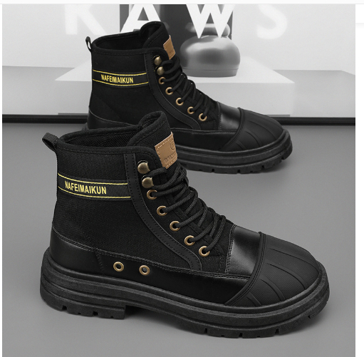 Thick-soled Canvas Casual Sports Men's All-match Work Motorcycle Boots foto 3