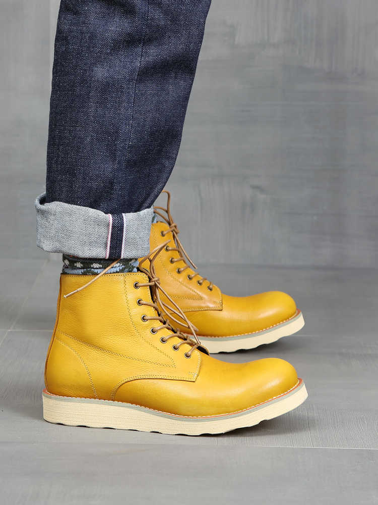 Retro Distressed Color Men Green Worker Boot foto 5