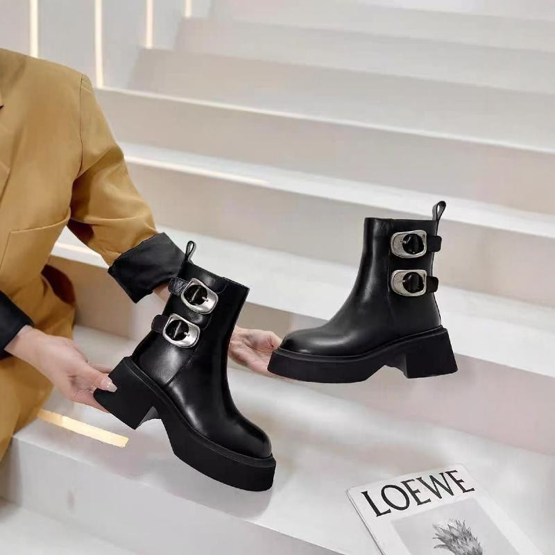 Popular British Style Niche Design Metal Buckle Versatile With Skirts Ankle Boots foto 5