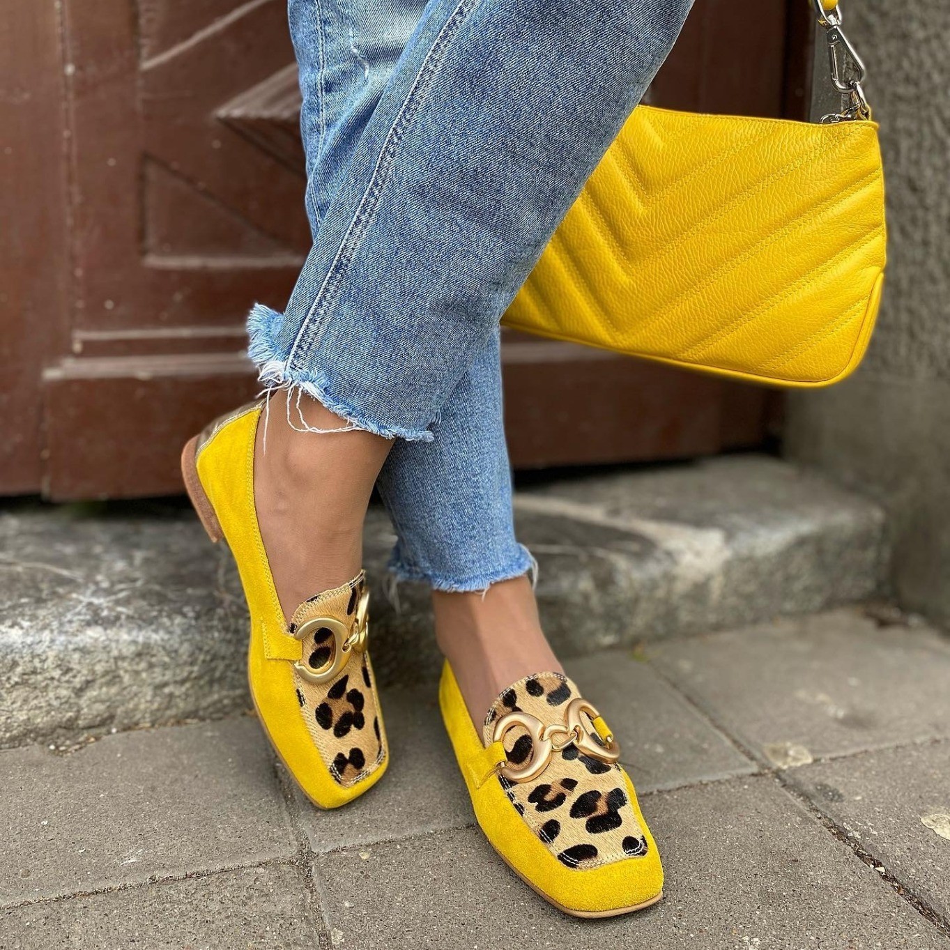 Low Heel Square Toe Low-cut Suede Color Matching Casual Women's Shoes foto 4