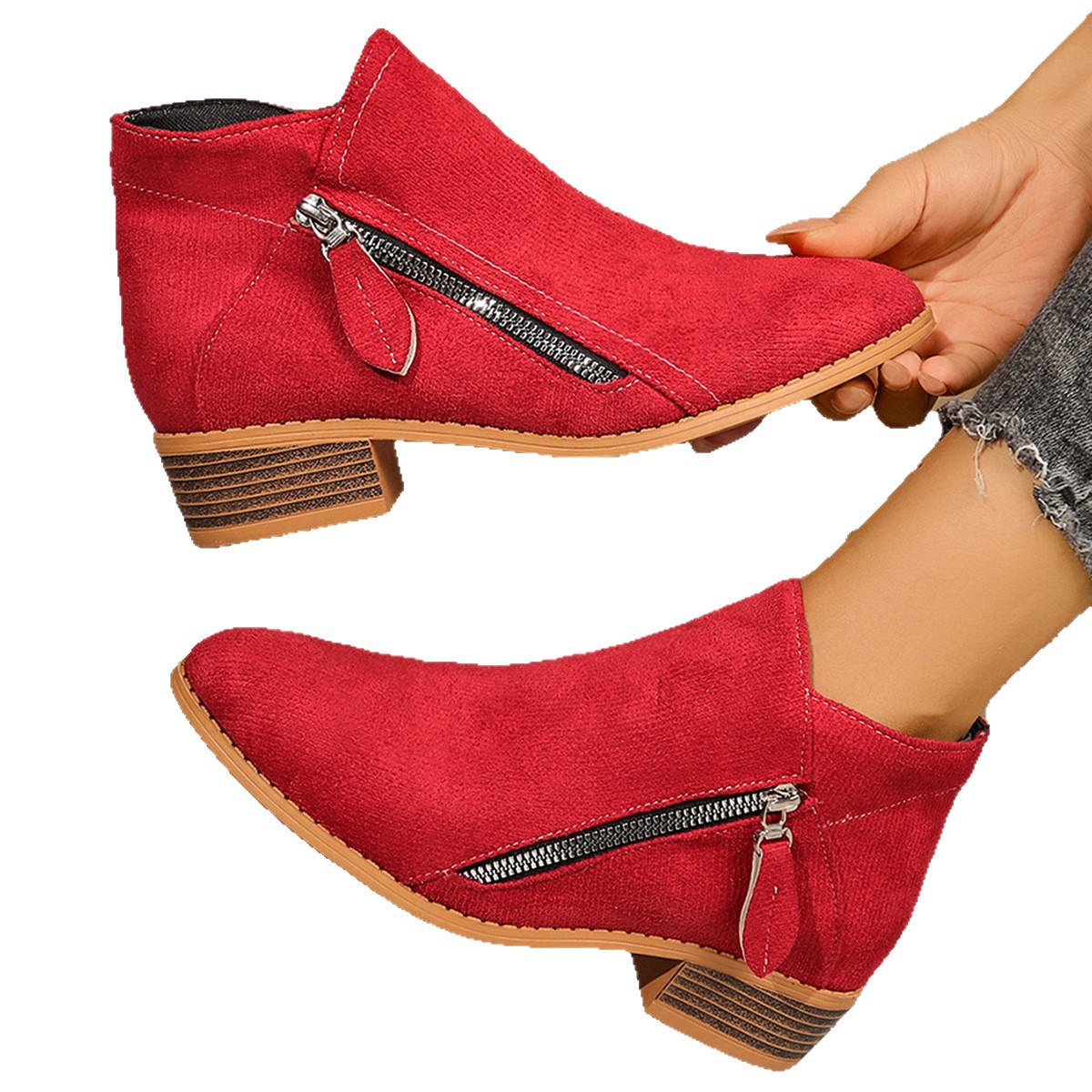 Suede European And American Style Women's Ankle Boots foto 2