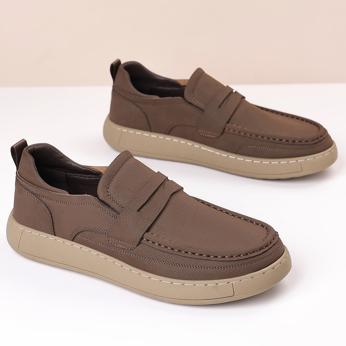 Mens Casual Slip-on Leather Shoes With Soft Soles foto 5