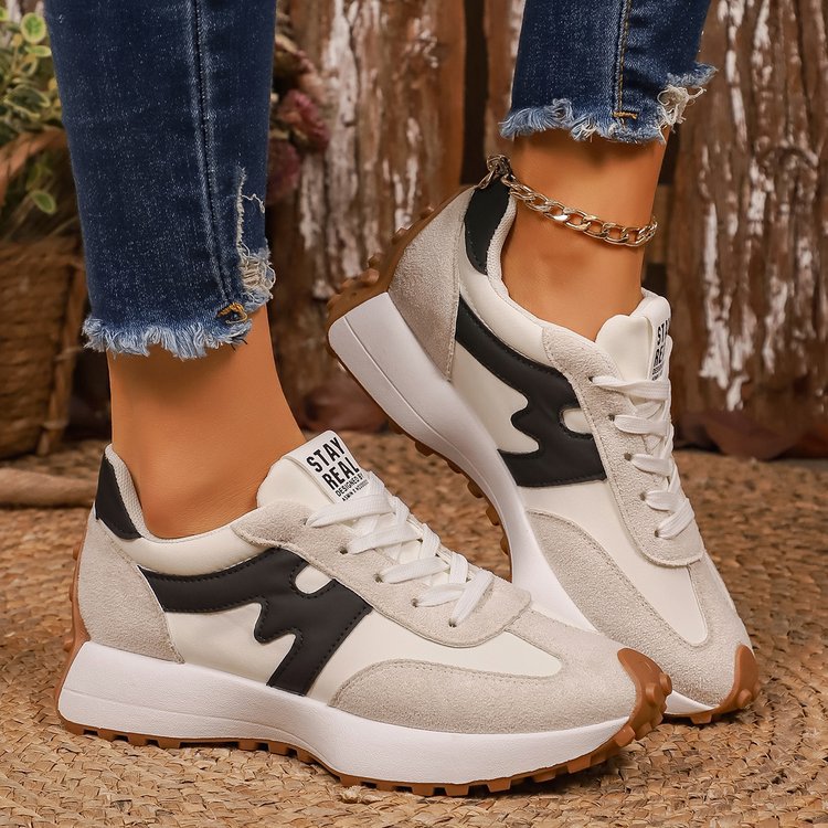 Womens Chunky-Soled Sneakers Lace-up Casual Shoes foto 3