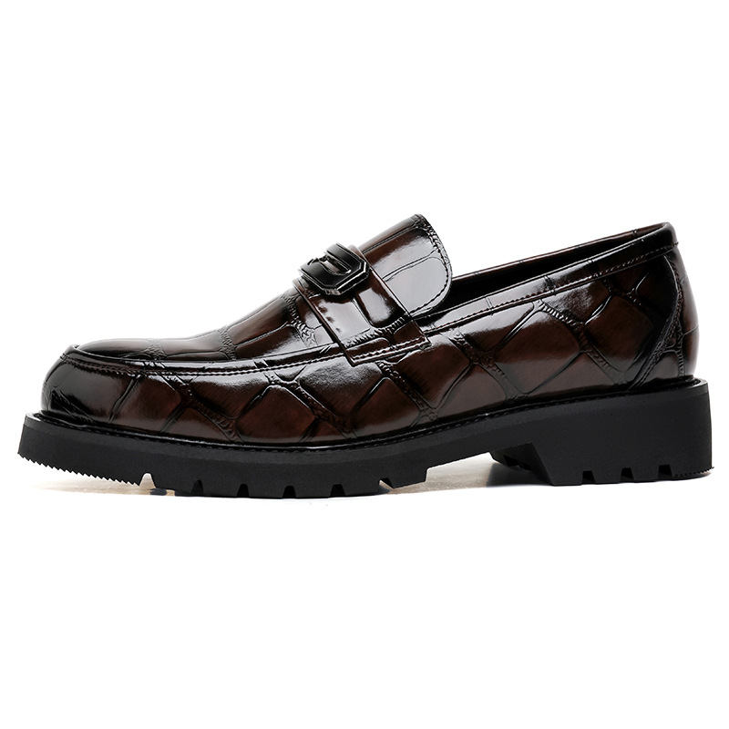 Thick-soled British Fashion Men's Round Head Leisure Leather Shoes foto 2
