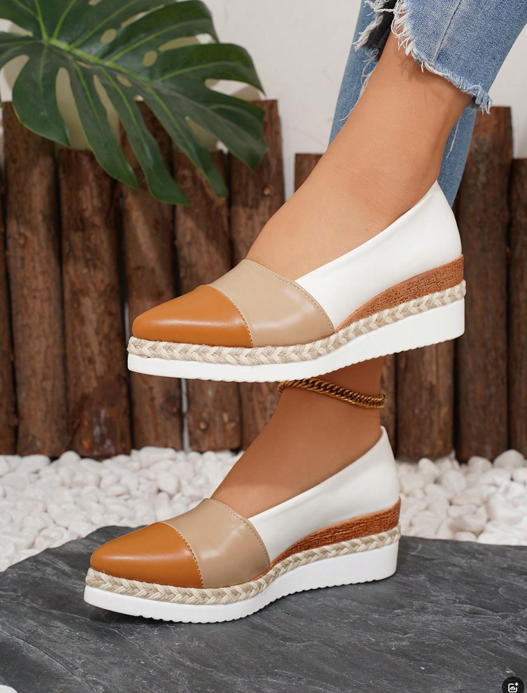 Pointed Toe Wedge Hemp Rope Thick Bottom Multicolor Casual Pumps foto 3