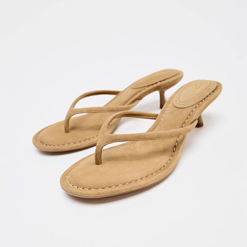 Summer Round Toe High Heel Flip-flops Flip-toe Mid Heel Sandals foto 5