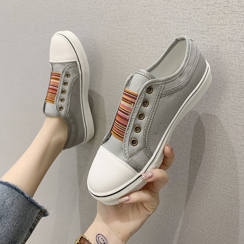 Women's Retro Zipper Fashion Patchwork Canvas Shoes foto 3