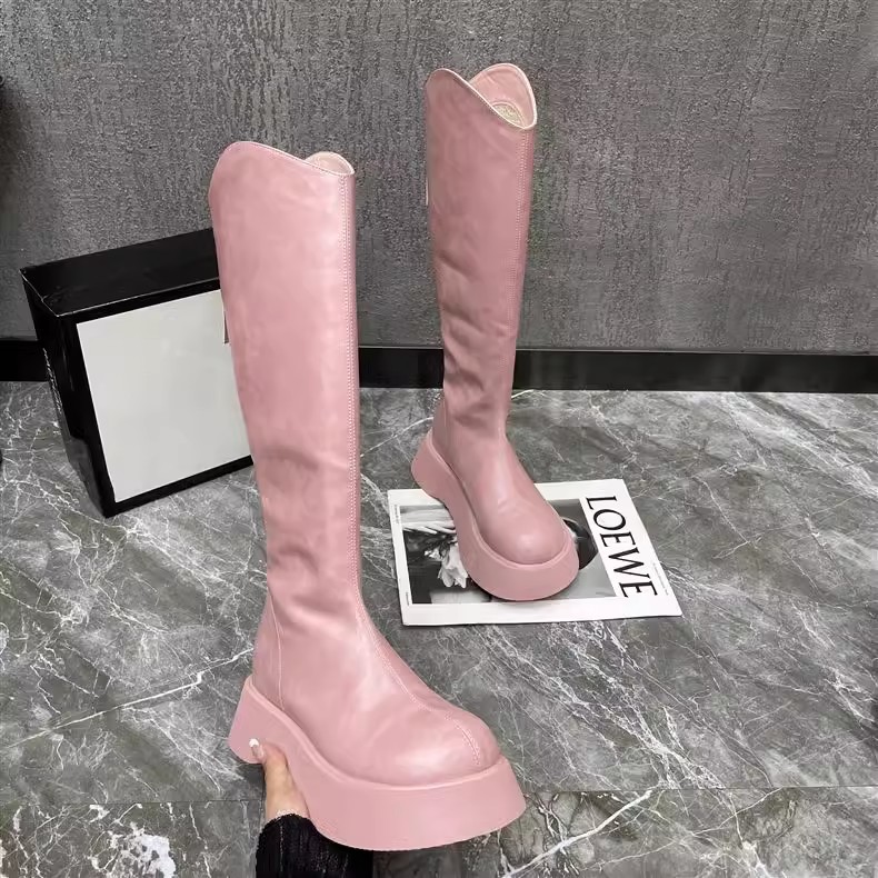 Womens Stylish Chunky-soled Slimming Over-the-knee Boots foto 5
