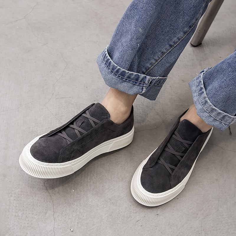 New Fashion Brand Breathable Low Top Slip-on Board Shoes Men's Suede Casual Shoes foto 2