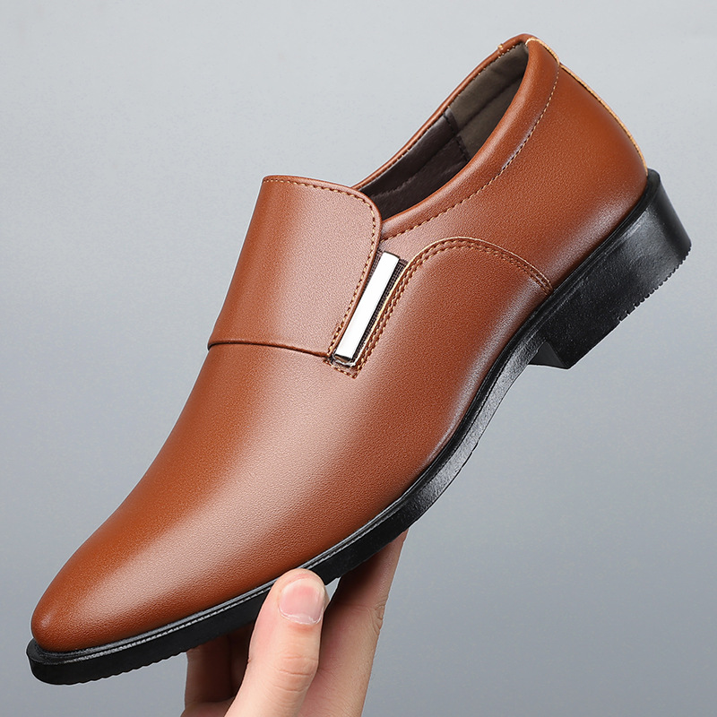 Men's Pointed-toe Slip-on Business Formal Wear Leather Shoes foto 5