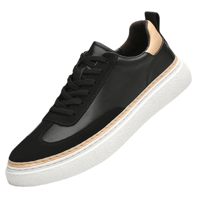 Thick-soled Sneakers Stitching Top Layer Cowhide Trendy Casual Sneaker foto 2