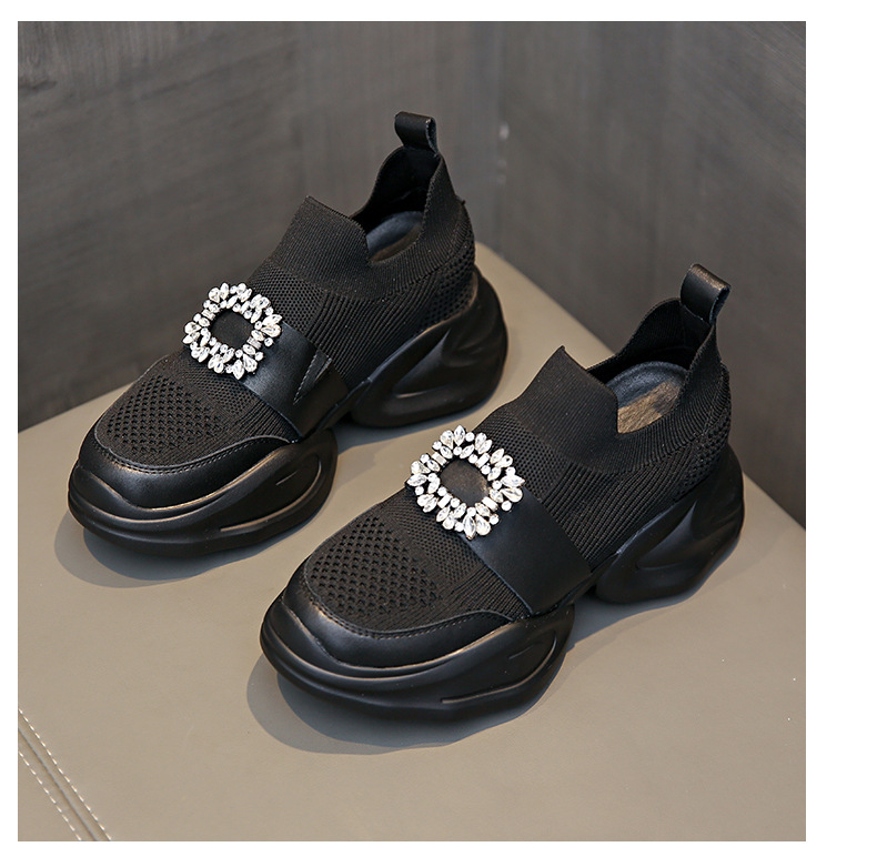 Rhinestone Square Buckle Breathable Mesh Casual Baotou Half Slippers foto 3