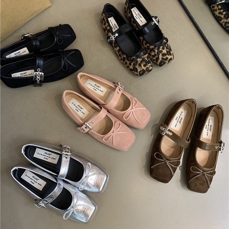 Flat Bow Ballet Silver Belt Buckle Shoes foto 3