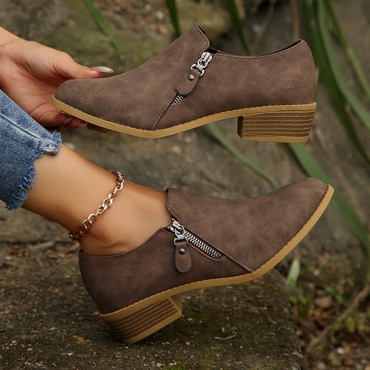 Plus Size New Side Zipper Square Heel Commuter Shoes Boots foto 5