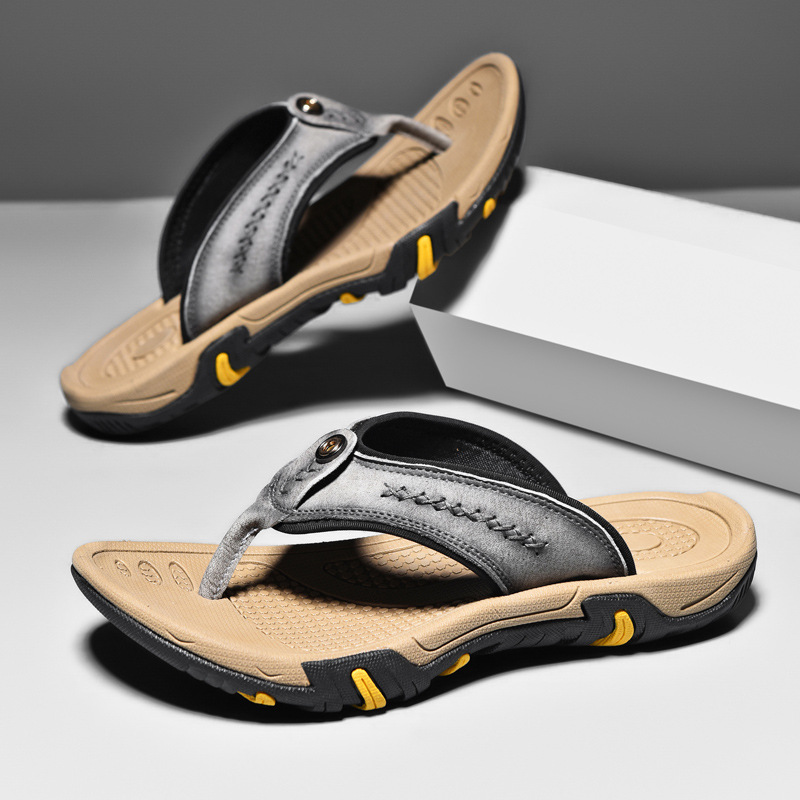 Genuine Leather Flip Flops Outdoor Wear Non-slip foto 2