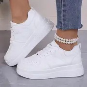 Womens White Chunky-soled Elevating Sneakers foto 2