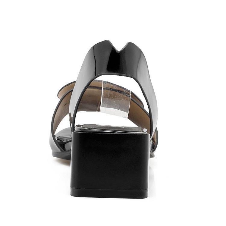 Patent Leather Buckle Mid-heel Open-toe Womens Shoes foto 5
