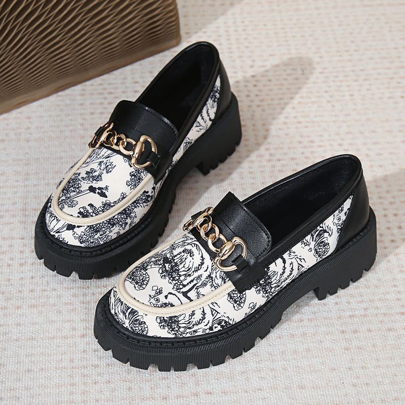 Plus Size National Style Muffin Platform Loafers Female Fashionable Golden Chain foto 5