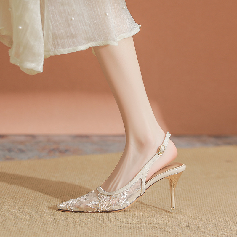 Lace Hollow-out Mesh Pointed High Heels Sexy foto 5